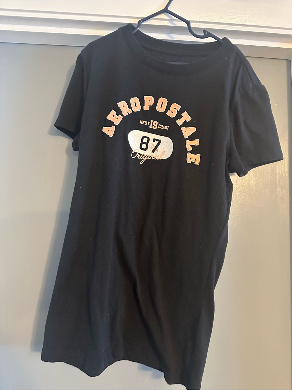 Aeropostale Black Short-Sleeve Tee with Beige Logo XS